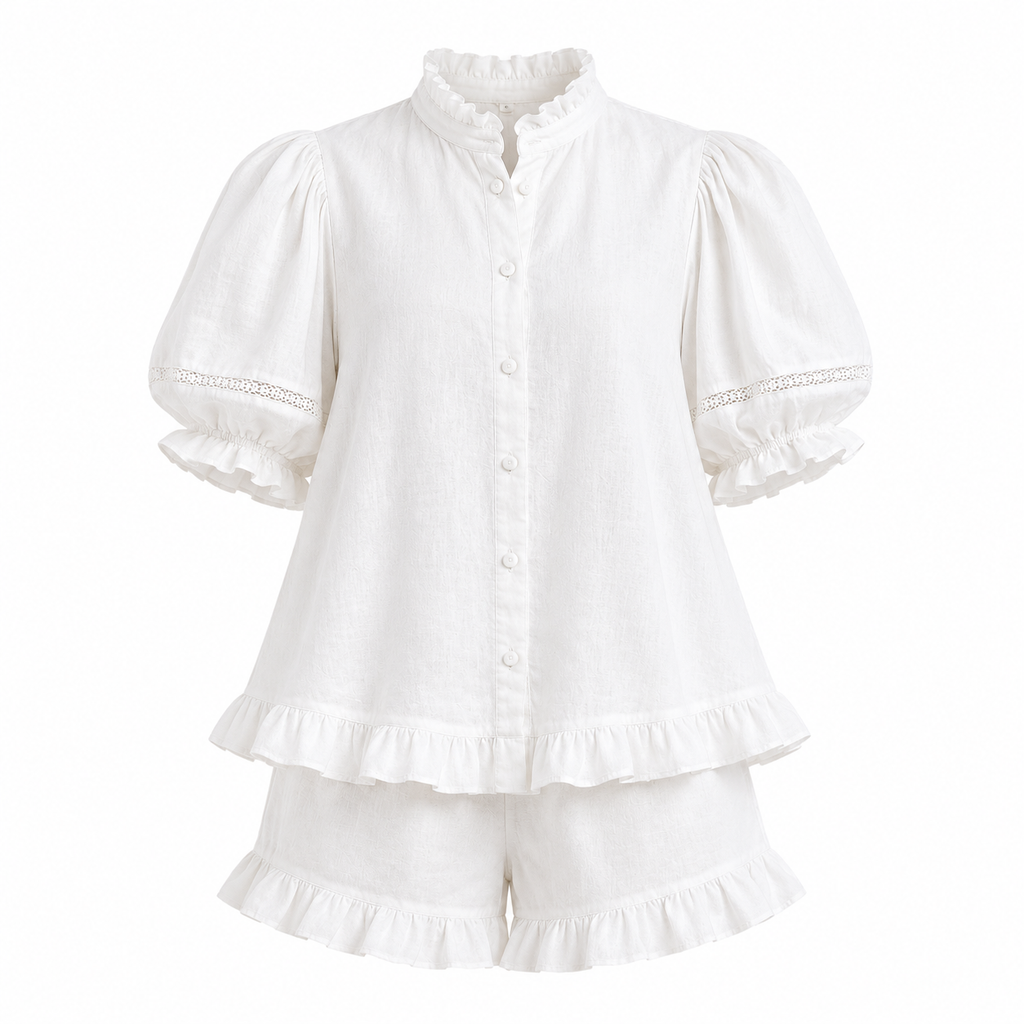 Blanche Puff-Sleeve Set — Kae Paris, detalle