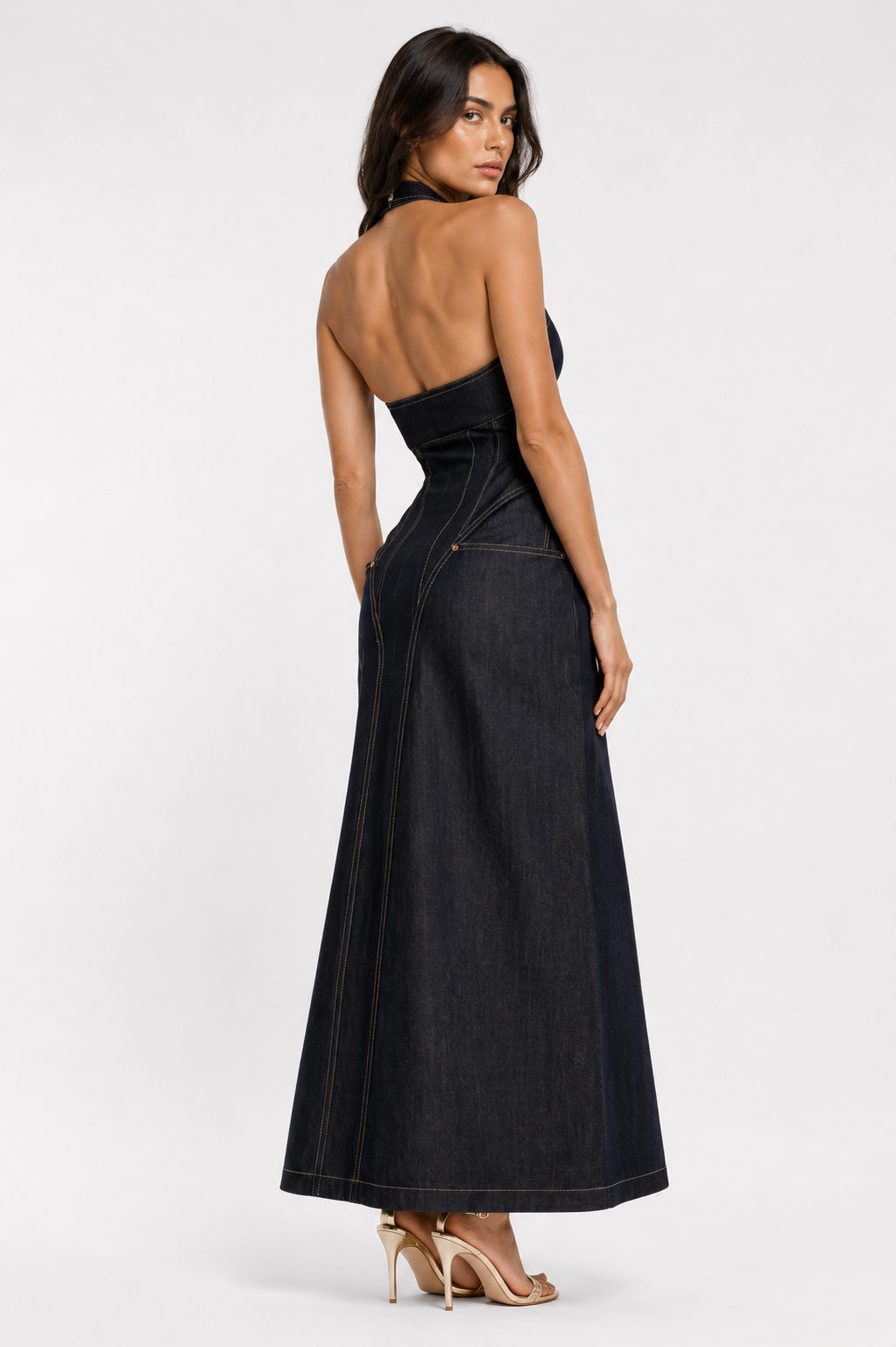 Denim Vera Dress — Kae Paris, detalle