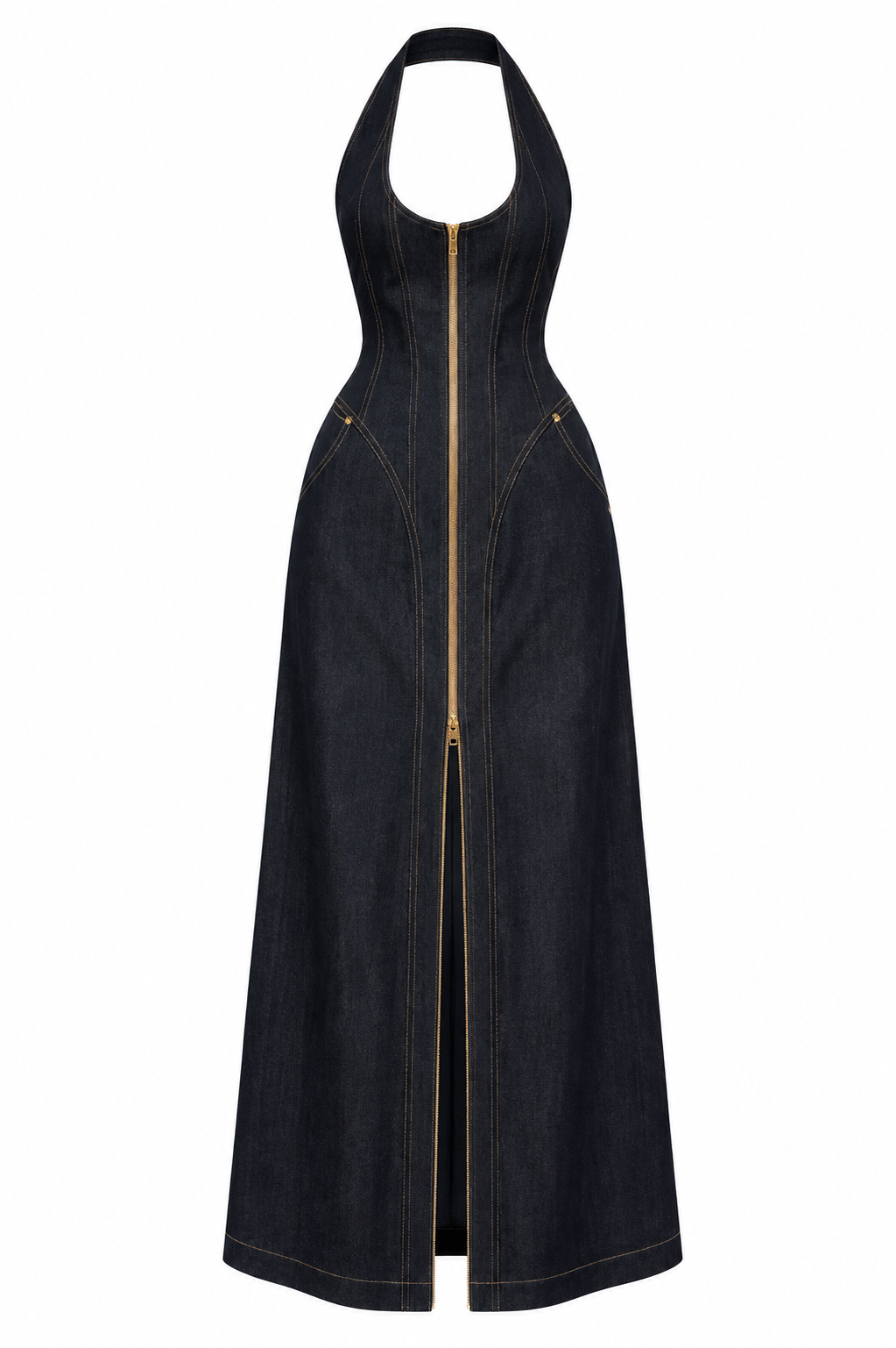 Denim Vera Dress — Kae Paris, detalle