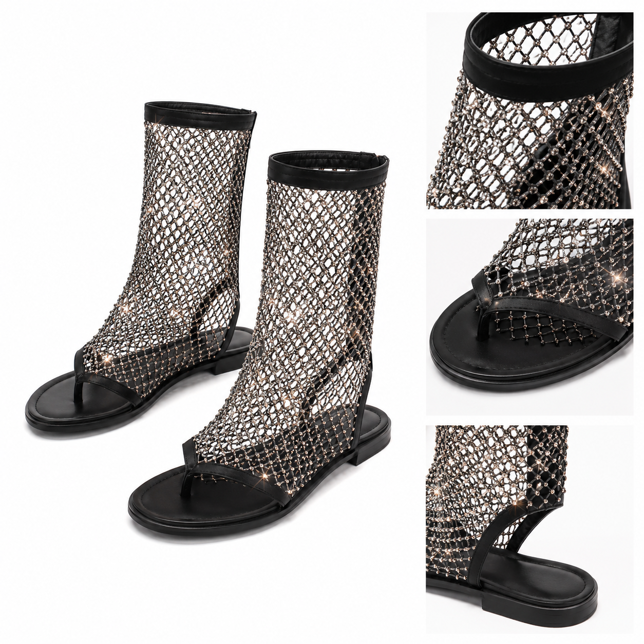 Crystal Flat Sandal — Kae Paris, detalle