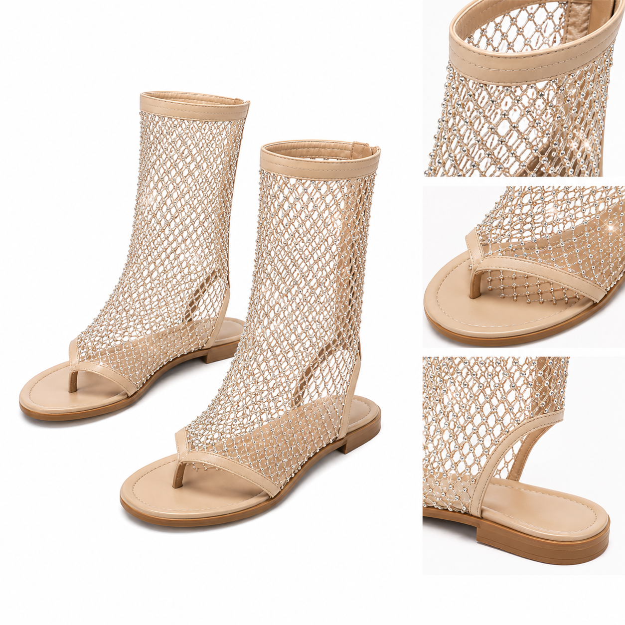 Crystal Flat Sandal — Kae Paris, detalle